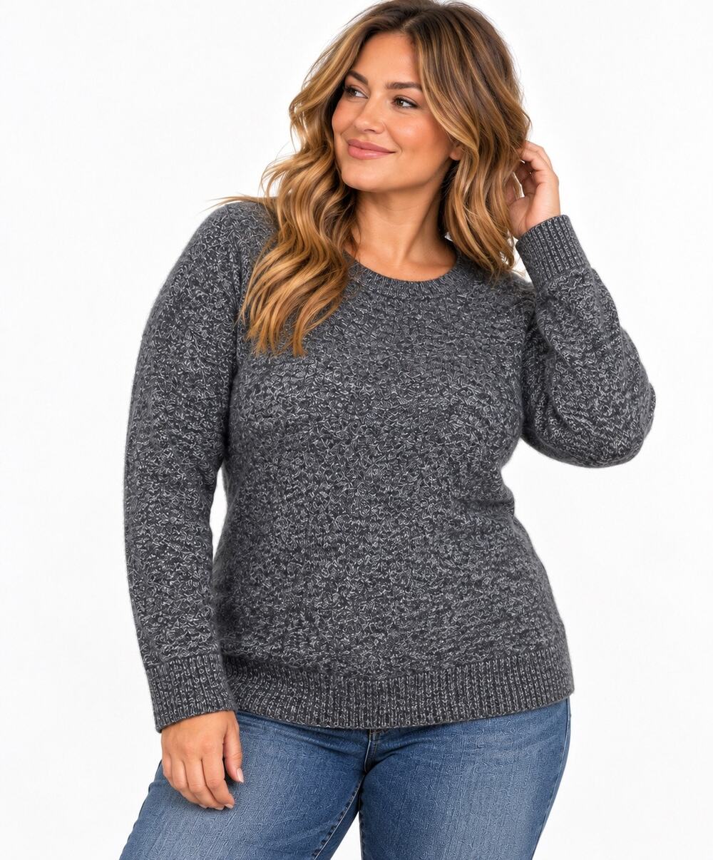 Peck & Peck Cashmere 2-Ply Luxury Sweater Crew Neck Gray Pullover Womens Size XL